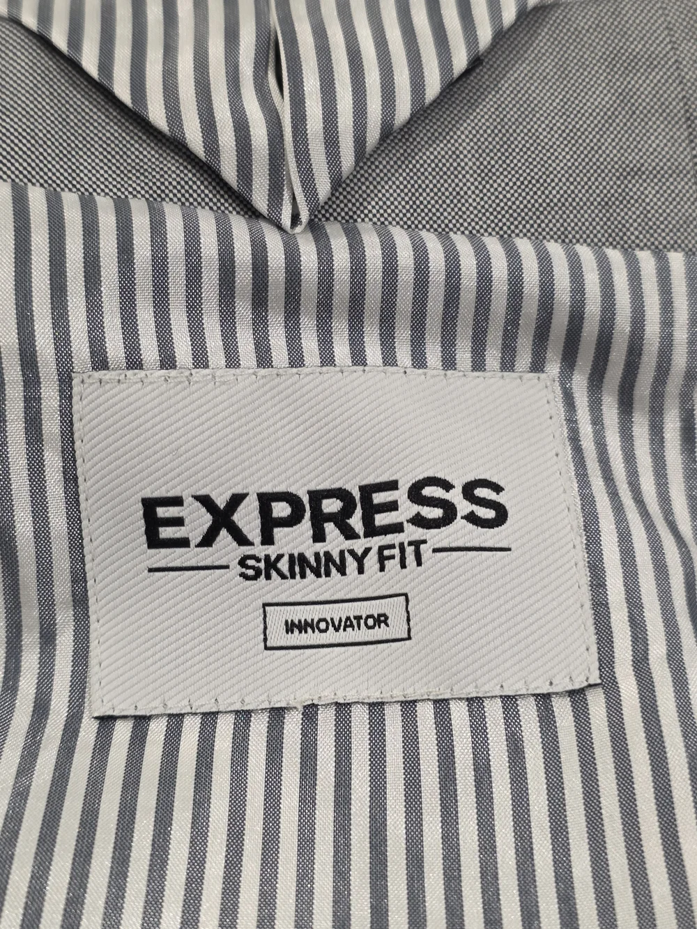 38R Men's Express Innovator Blazer Skinny Fit Gray 100% Cotton Sport Coat
